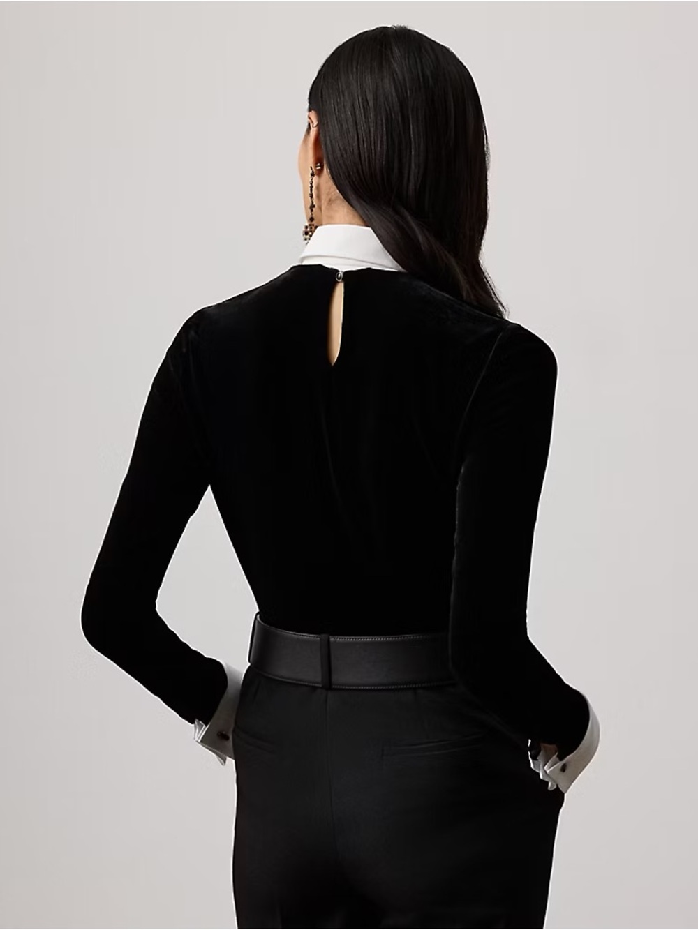 Ralph Lauren Collection Fall 25 Missy Black Hand Beaded Velvet Long Sleeve Top - Picture 13 of 16